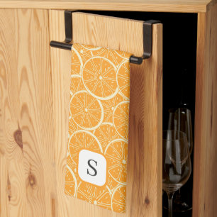 Paño De Cocina Cute Naranja Citrus Fruit Monogramado Inicial