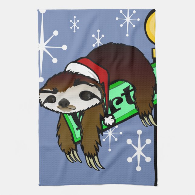 PAÑO DE COCINA CUTE NAVIDADES VACACIONES SANTA SLOTH VERTICAL (Vertical)