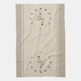 Paño De Cocina Cute Organic Linen Look Flamingo