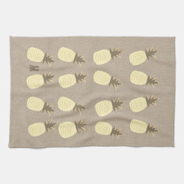 Paño De Cocina Cute Organic Linen Look Monogramed Pineapples