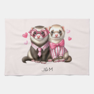 Paño De Cocina Cute Otter Pareja en el Amor