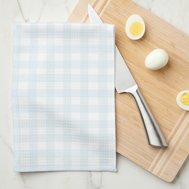 Paño De Cocina Cute Pastel Blue Gingham (Doblado Cuarto)