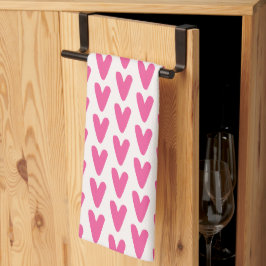 Paño De Cocina Cute Patrón de Corazón Rosa Caliente Dulce Chica