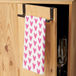 Paño De Cocina Cute Patrón de Corazón Rosa Caliente Dulce Chica