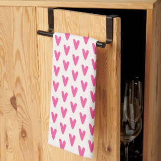 Paño De Cocina Cute Patrón de Corazón Rosa Caliente Dulce Chica