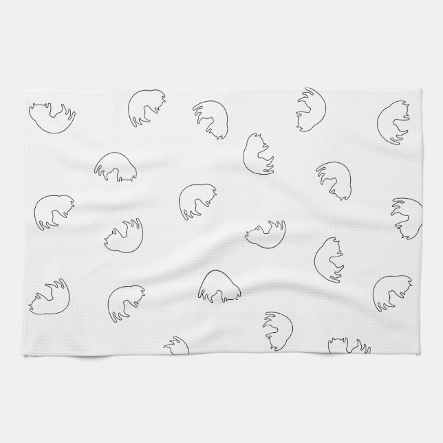 Paño De Cocina CUTE Patrón de gato negro y blanco (Horizontal)