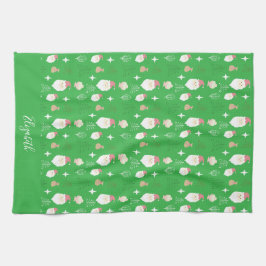 Paño De Cocina Cute Pink Santa Holiday Pattern