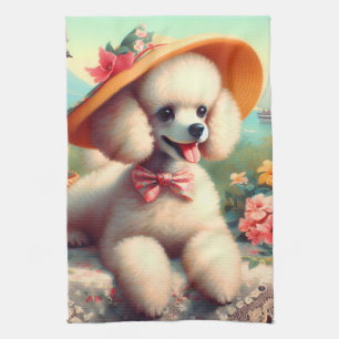 Paño De Cocina Cute Poodle Vintage Painting