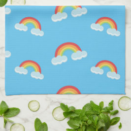 Paño De Cocina Cute Rainbow with Clouds Pattern