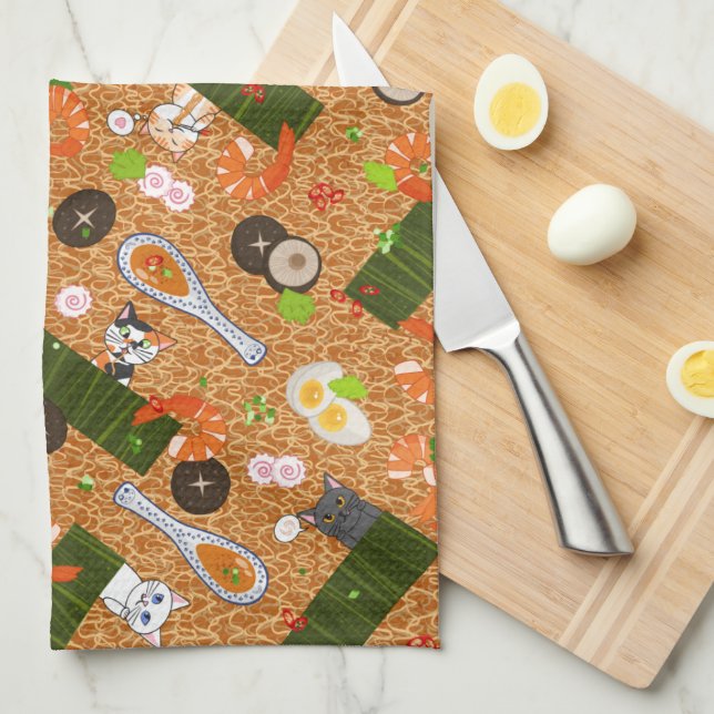 Paño De Cocina Cute Ramen Cats (Doblado Cuarto)