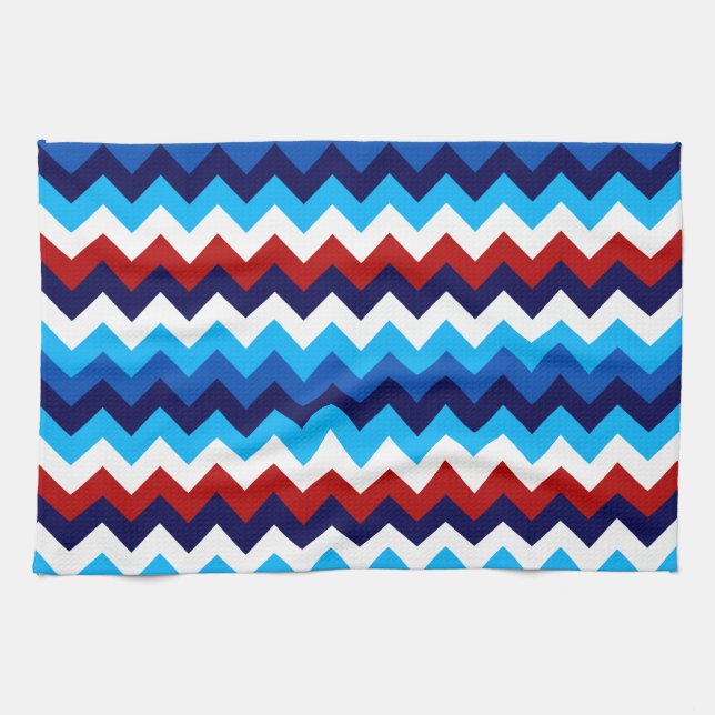Paño De Cocina Cute Red White Blue Chevrons Kitchen Towel (Horizontal)