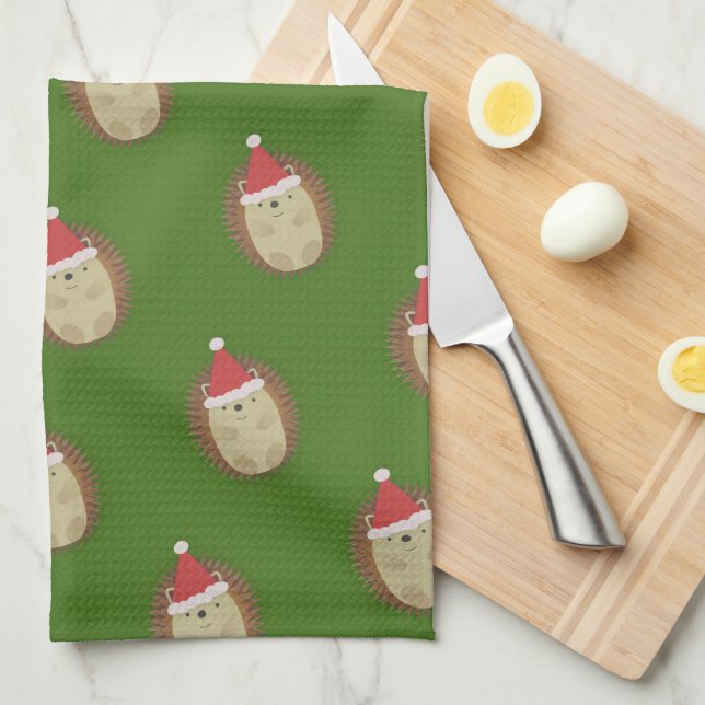 Paño De Cocina Cute Santa Hedgehog (Doblado Cuarto)