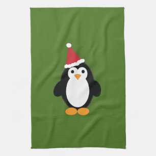 Paño De Cocina Cute Santa Penguin
