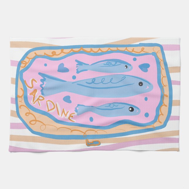 Paño De Cocina Cute Sardine Art (Horizontal)