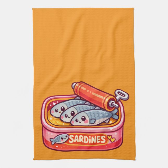 Paño De Cocina Cute Sardines Fish Cartoon (Vertical)