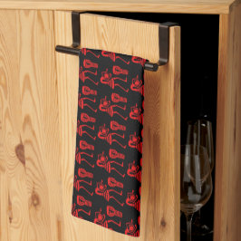 Paño De Cocina Cute, silueta roja, baile feliz