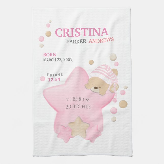 Paño De Cocina Cute Sleeping Teddy Bear Baby Girl Estadísticas De (Vertical)