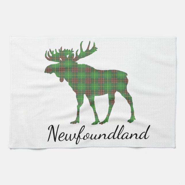 Paño De Cocina Cute Tartan moose Newfoundland  tea towel (Horizontal)
