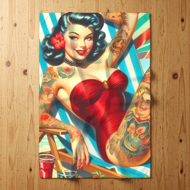 Paño De Cocina Cute Tattooed Swimsuit Pin-up (Subido por el creador)