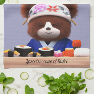 Paño De Cocina Cute Teddy Bear Sushi Chef