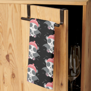 Paño De Cocina Cute Vampire Panda Murciélagos Fantasma Negro Hall