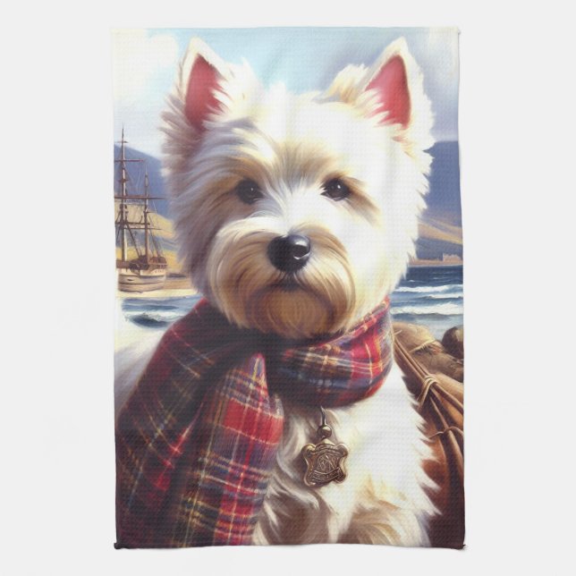 Paño De Cocina Cute West Highland White Terrier Pintura (Vertical)