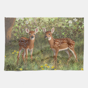 Paño De Cocina Cute Whitetail Deer Twin Fawns