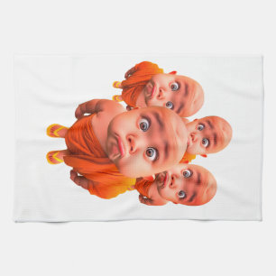 Paño De Cocina Cute Young Monk Minimalista Túnica Naranja