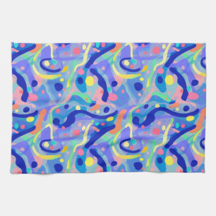 Paño De Cocina Cuto Resumen Azul Pastel Neón Patrón Repetidor