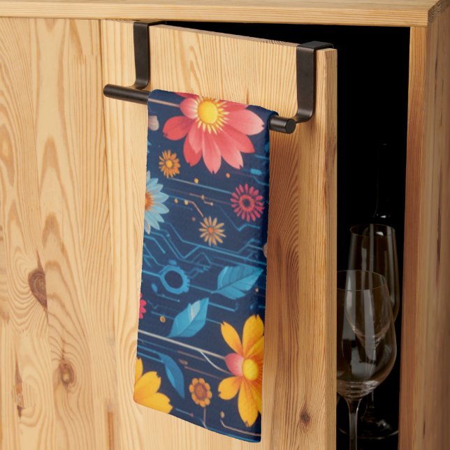 Paño De Cocina Cyber Blueish Bloom (Pliegue de tercios)