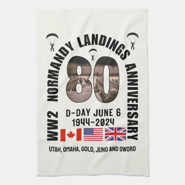Paño De Cocina D-DAY NORMANDY LANDINGS WW2 80th Anniv Souvenir (Vertical)