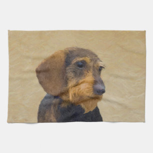 Paño De Cocina Dachshund (Caballo alambrado) Pintura original de 