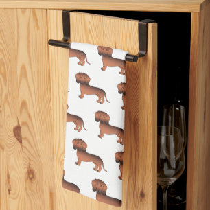 Paño De Cocina Dachshund de capa roja sable lisa patrón de perro 