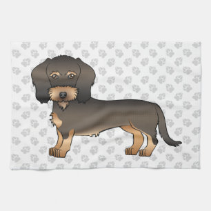 Paño De Cocina Dachshund de pelo áspero jabalí Perro de dibujos a