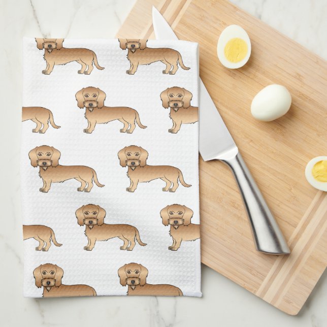 Paño De Cocina Dachshund de pelo duro de trigo patrón de perro de (Doblado Cuarto)