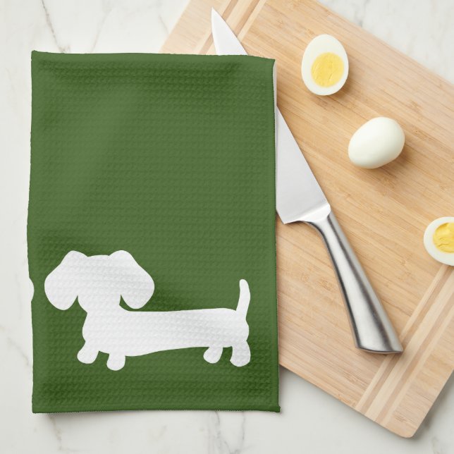 Paño De Cocina Dachshund Earthy Green Dish Toque Madres Perros Wi (Doblado Cuarto)