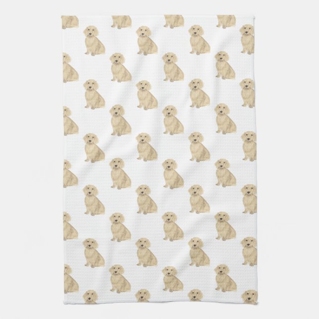 Paño De Cocina Dachshund (Haired Larga, Cream Fawn Tan) (Vertical)