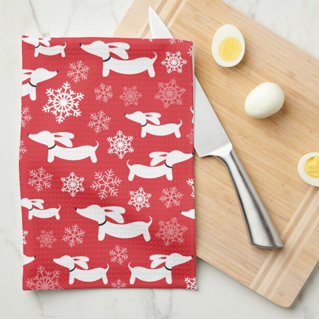 Paño De Cocina Dachshund Navidades Chef Gift Red (Doblado Cuarto)