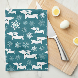 Paño De Cocina Dachshund Navidades Chef Gift Verde azulado
