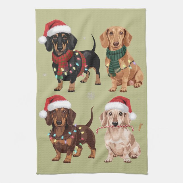 Paño De Cocina Dachshund Navidades Regalo de Navidad de mamá aman (Vertical)