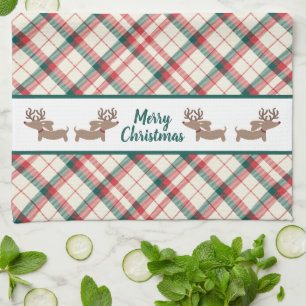 Paño De Cocina Dachshund Plaid Navidades Regalo de cocina