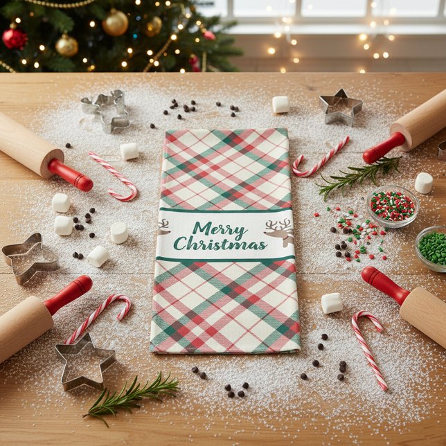 Paño De Cocina Dachshund Plaid Navidades Regalo de cocina (Dachshund Plaid Christmas Kitchen Gift Kitchen Towel)