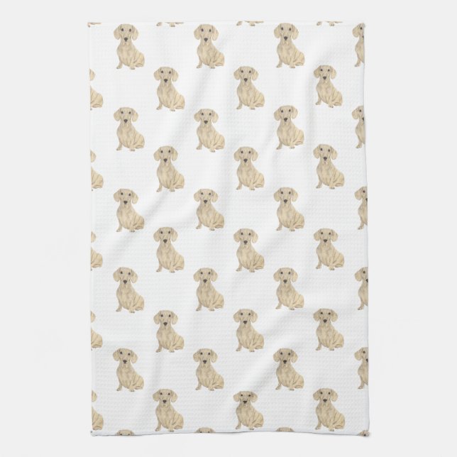 Paño De Cocina Dachshund (suave, crema) (Vertical)