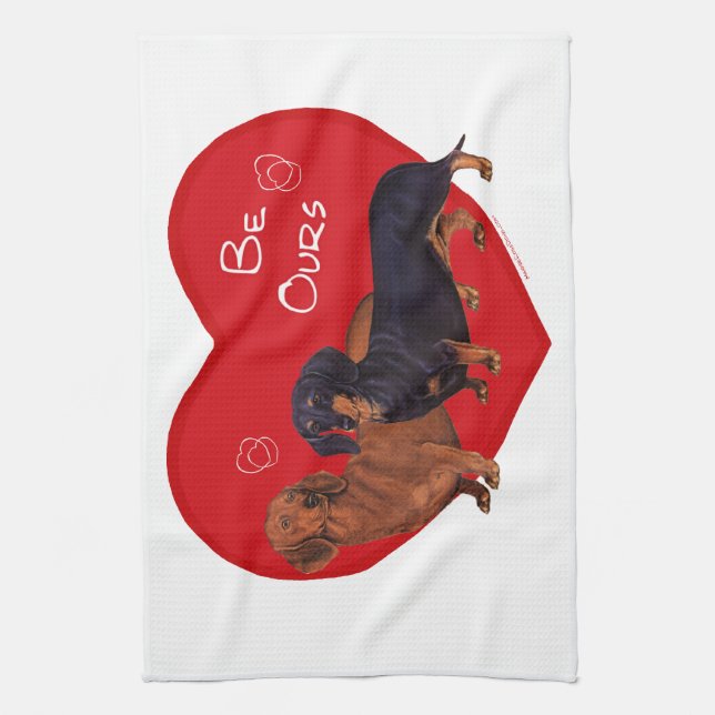 Paño De Cocina Dachshund Valentine (Vertical)