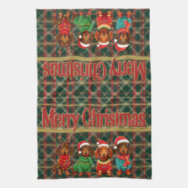 Paño De Cocina Dachshunds en Antlers y Santa Hats: Navidades
