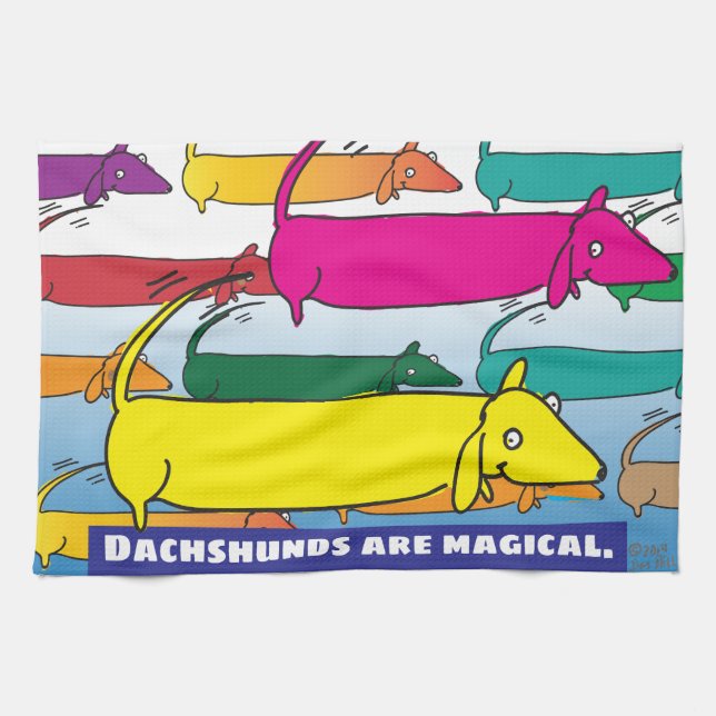 Paño De Cocina Dachshunds mágicos (Horizontal)