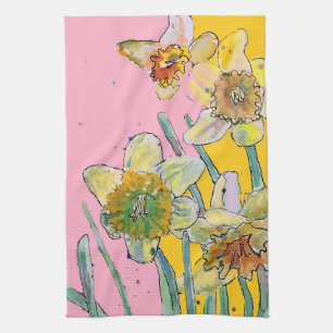 Paño De Cocina Daffodil Flor Primavera Floral Color de agua rosad