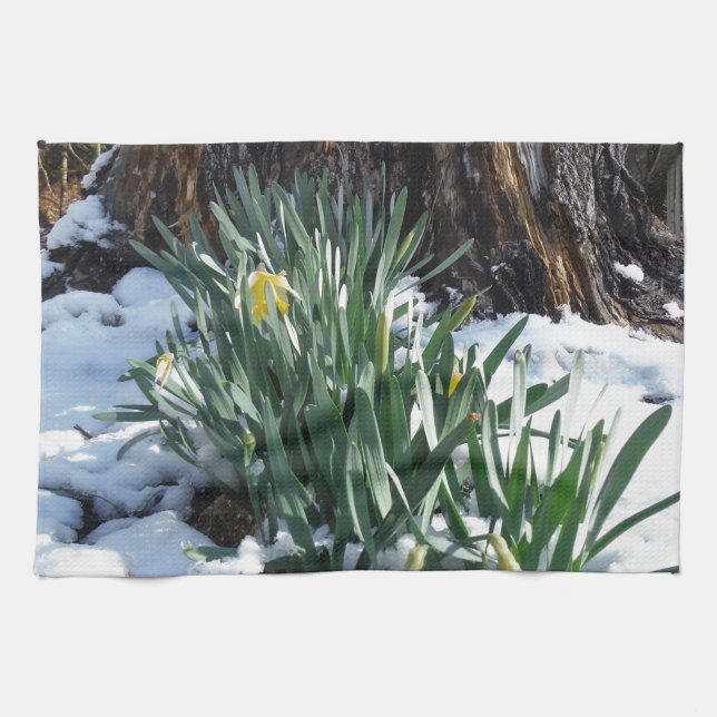 Paño De Cocina Dafpies amarillos en la nieve (Horizontal)