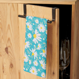 Paño De Cocina Daisies de primavera - Azul brillante