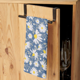 Paño De Cocina Daisies de primavera - Azul oscuro